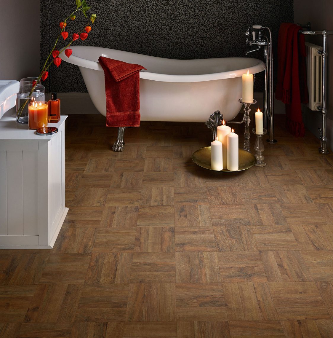 LVT Vinyl Tiles Polyflor Georgian Parquet Bathroom